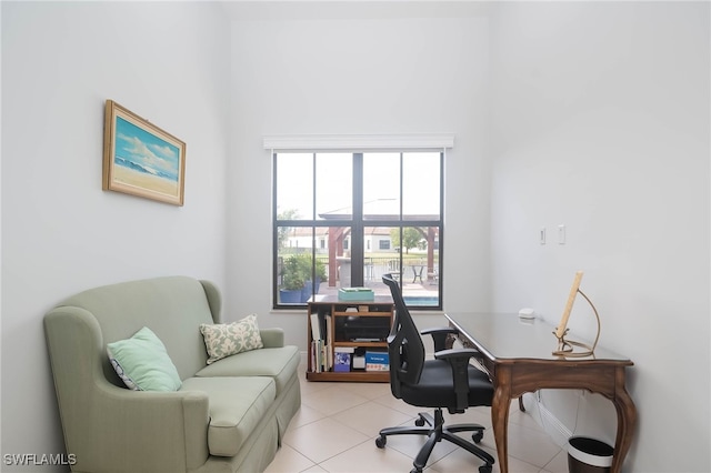 office area with light tile patterned flooring