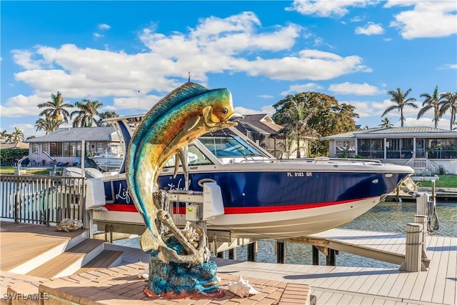 dock area featuring a water view