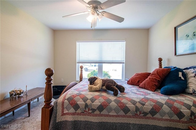 bedroom featuring ceiling fan