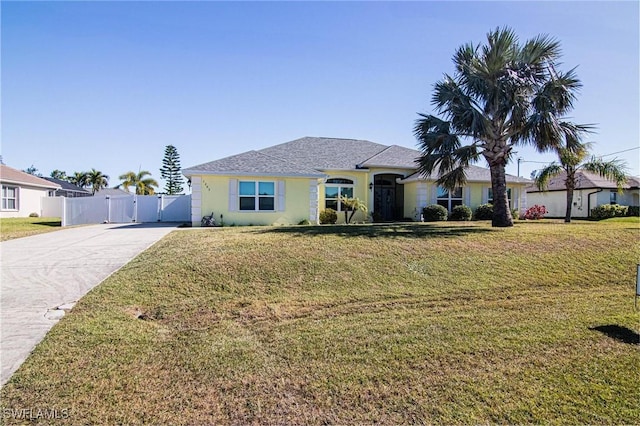 view of front of property with a front lawn