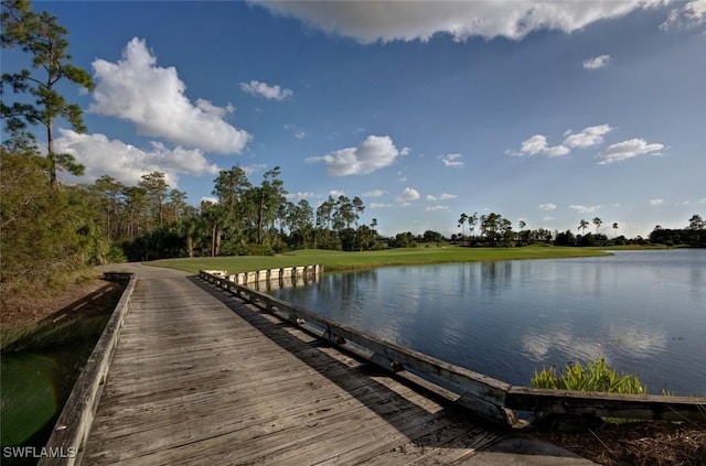 dock area featuring a water view