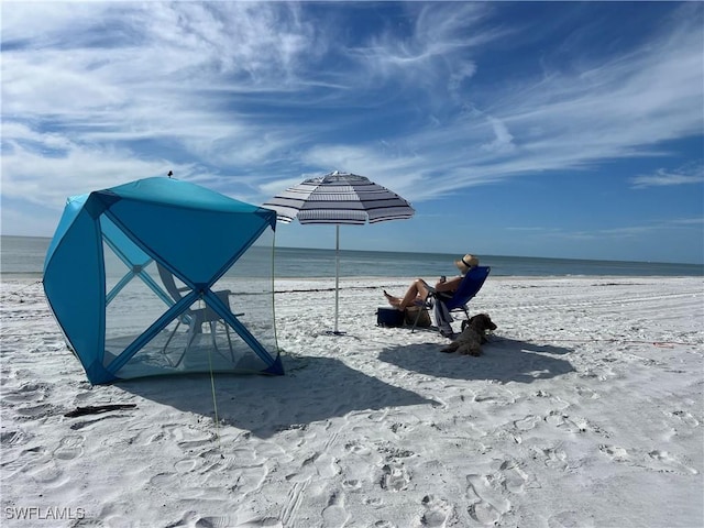 property view of water with a beach view