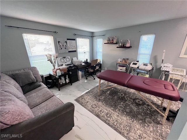 living room with plenty of natural light