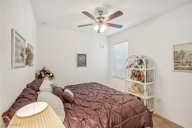 bedroom with carpet and ceiling fan