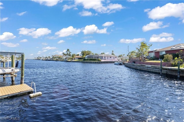 view of dock featuring a water view