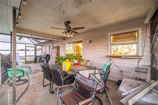 view of patio with ceiling fan