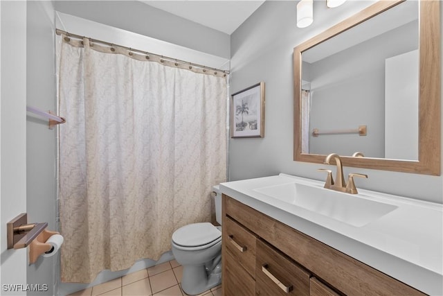 bathroom featuring tile patterned flooring, vanity, and toilet