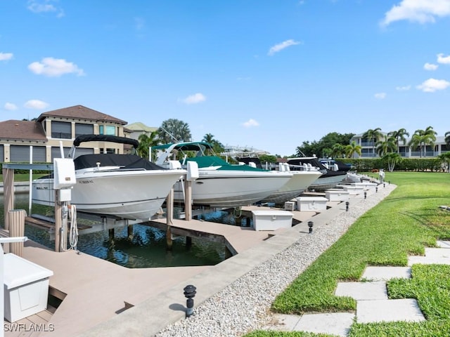 dock area featuring a water view