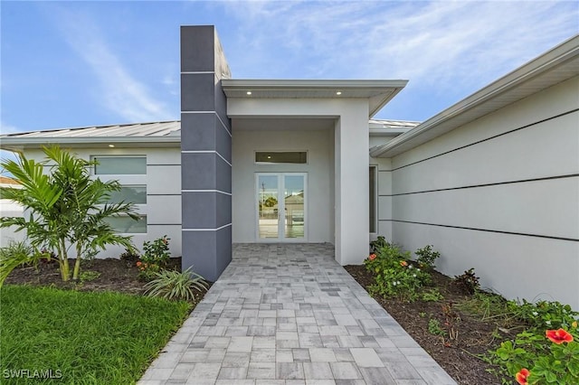 property entrance with french doors