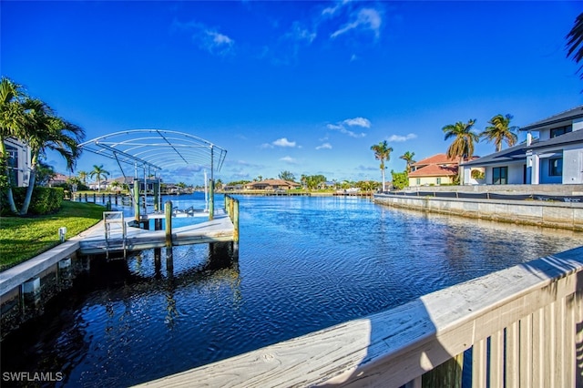 dock area featuring a water view