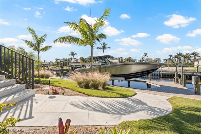 exterior space featuring a water view