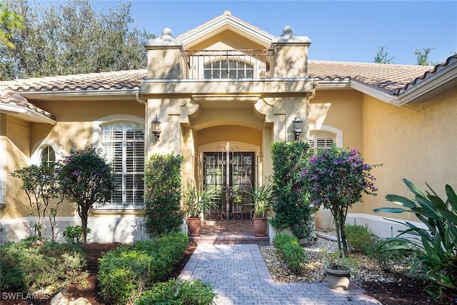 entrance to property featuring french doors