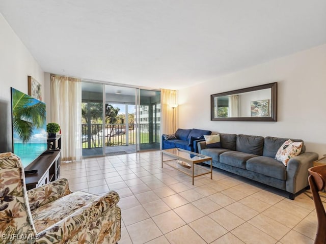 view of tiled living room