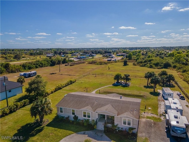 aerial view featuring a rural view