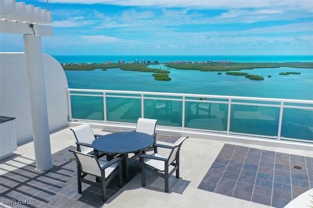 balcony with a water view