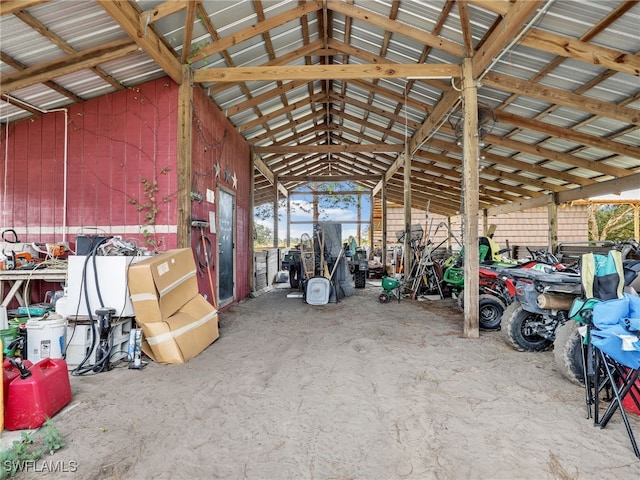 misc room with lofted ceiling