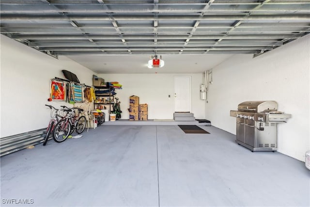 garage with a garage door opener