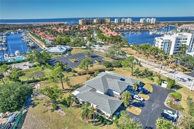 bird's eye view featuring a water view