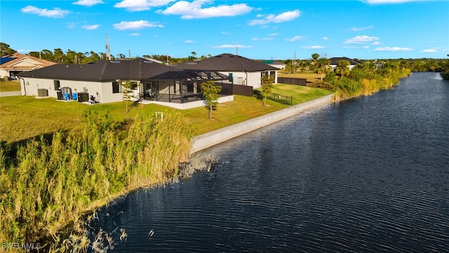 exterior space featuring a water view