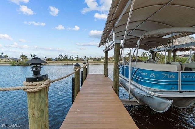 dock area featuring a water view