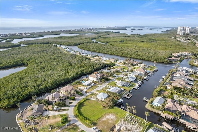 bird's eye view featuring a water view