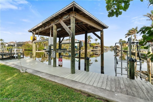 view of dock featuring a water view