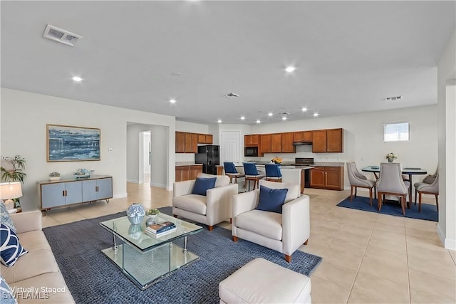 view of tiled living room