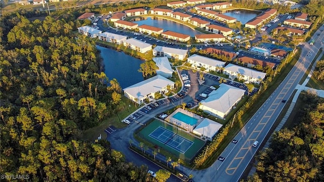 bird's eye view featuring a water view