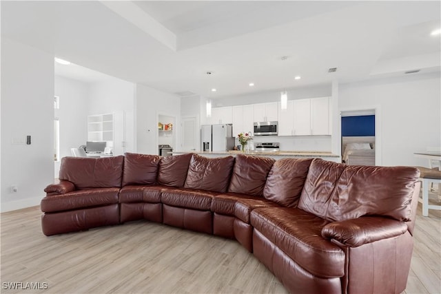 living room with light wood-type flooring