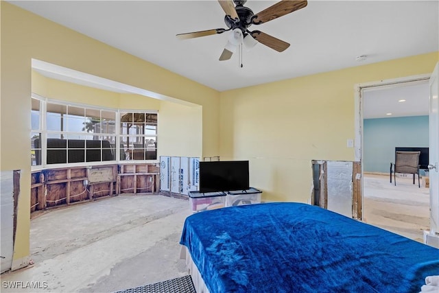 bedroom featuring ceiling fan