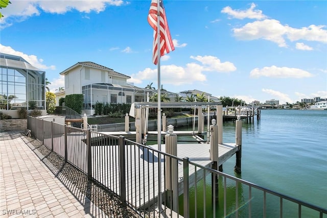 view of dock featuring a water view