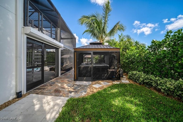 exterior space with a gazebo and a lanai