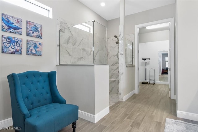 sitting room featuring light wood-type flooring