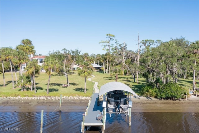 dock area featuring a water view