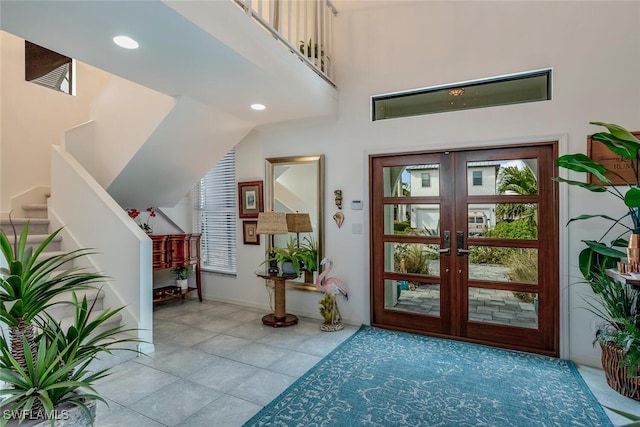 entrance foyer featuring french doors