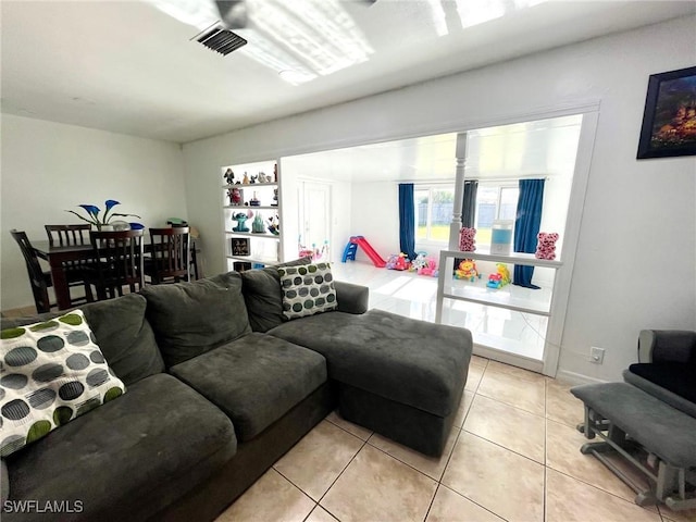 view of tiled living room