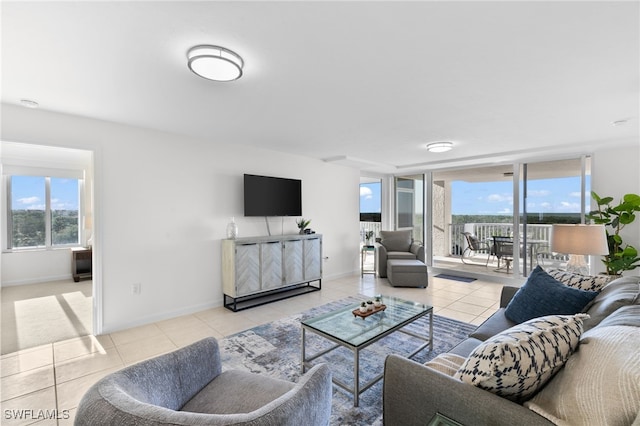 view of tiled living room