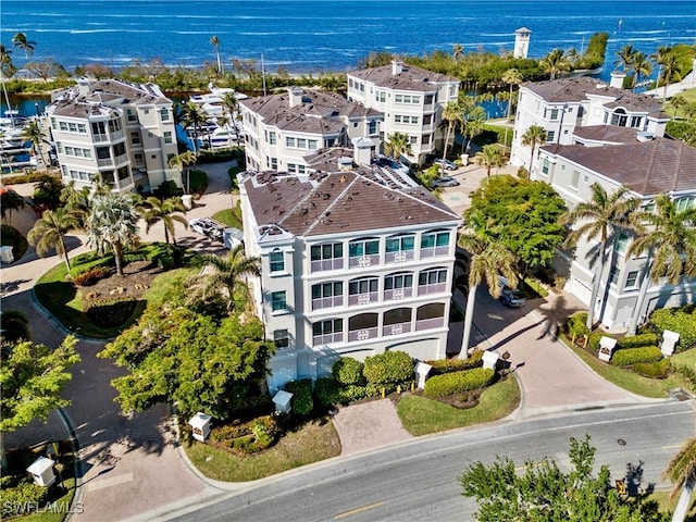 bird's eye view featuring a water view