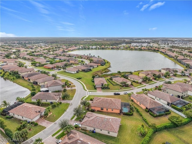 bird's eye view featuring a water view