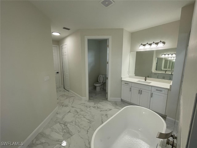 6024 Joplin Ave, Fort Myers, FL 33905 - full bath with baseboards, marble finish floor, visible vents, and toilet
