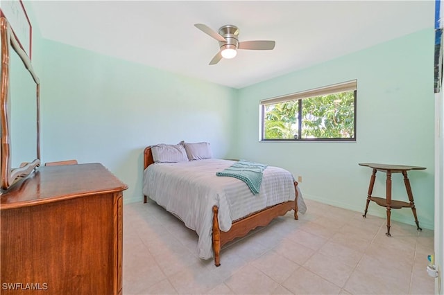 bedroom featuring ceiling fan