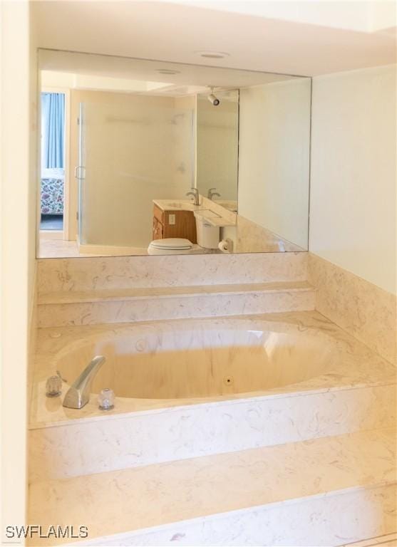 bathroom featuring a washtub and sink