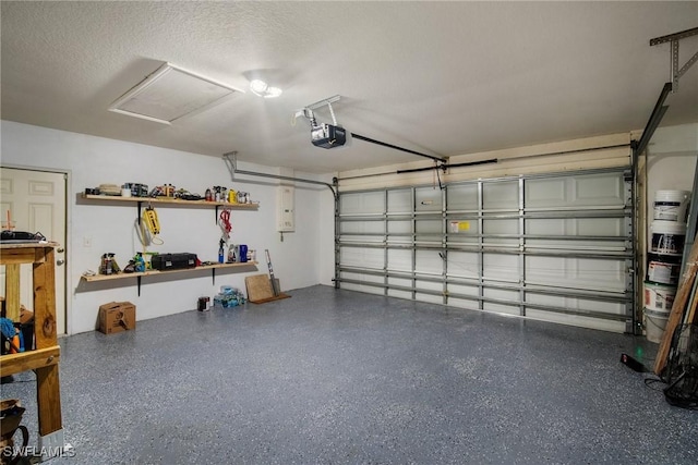 garage with a garage door opener