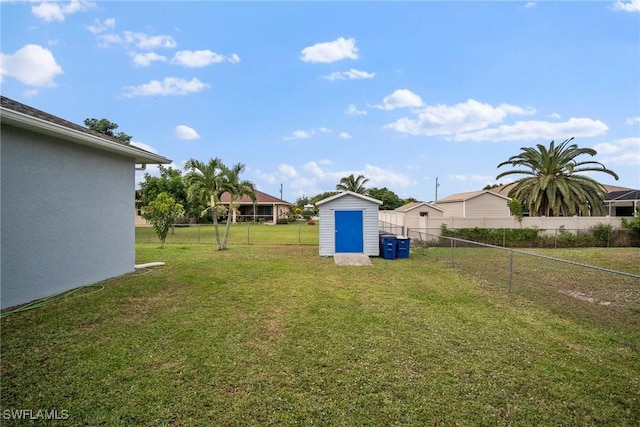 view of yard with a shed