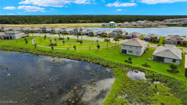 bird's eye view featuring a water view