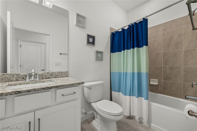 full bathroom featuring vanity, toilet, and shower / bath combo with shower curtain