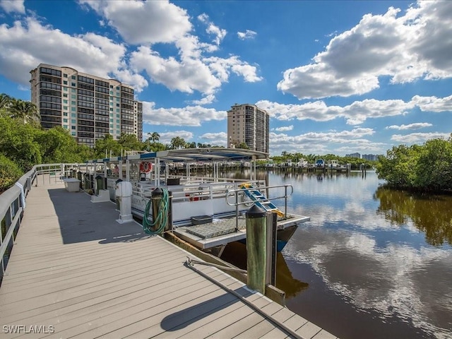 view of dock featuring a water view