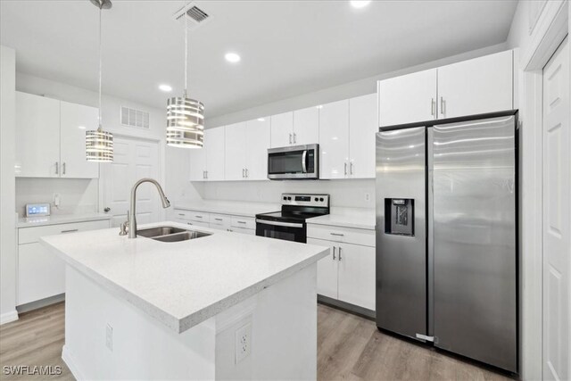 kitchen featuring stainless steel appliances, white cabinetry, and sink