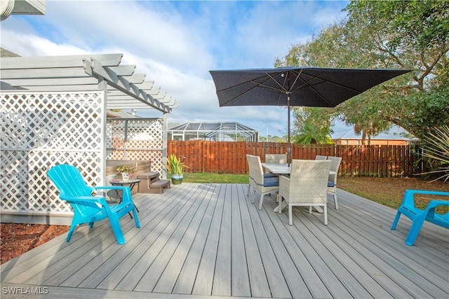 wooden deck with a pergola