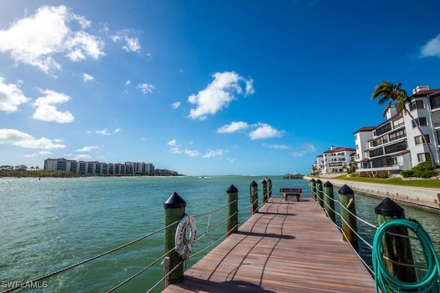 dock area featuring a water view